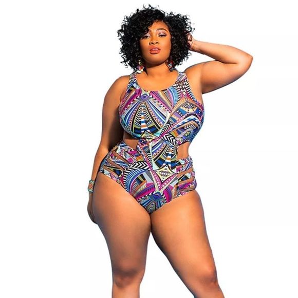 Purple Womens One Piece High Waist Plus Size Swimsuits Sexy Tummy Control​​ - Picture 1 of 5